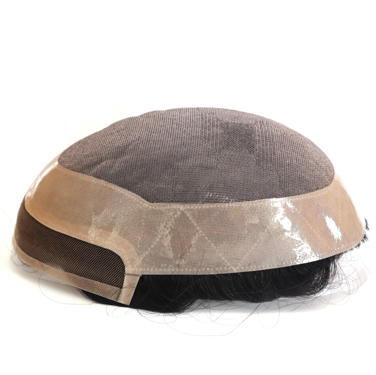 Mens Human Hair Replacement System Lace Front Fine Mono Toupee Hairpiece #1B