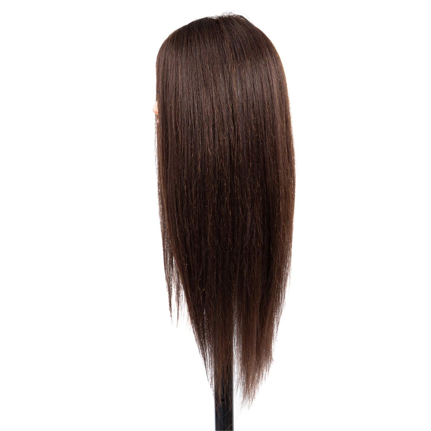 Mannequin Head with Real Hair 60% Straight Training Head with Sturdy Clamp and T