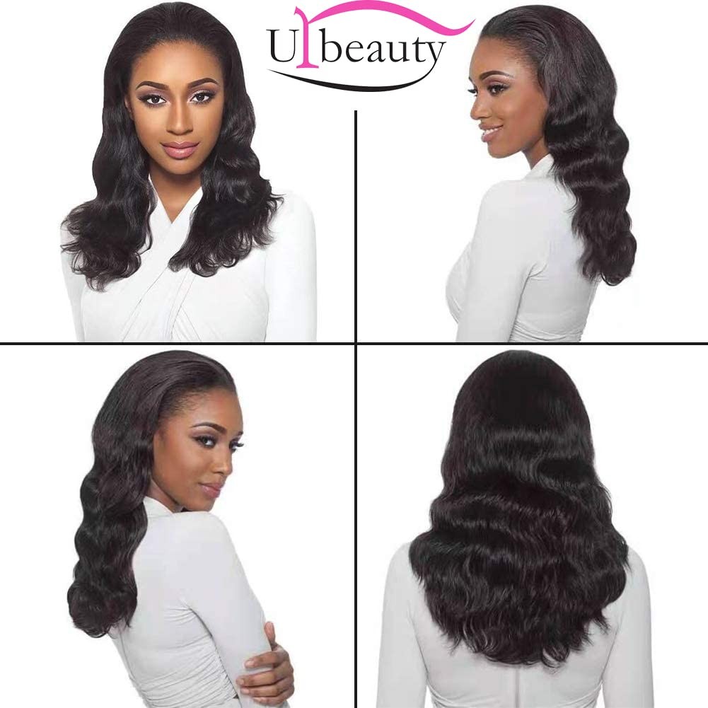 Urbeauty Body Wave Human Hair Half Wigs For Black Women 16 Inch 3 In 1 Half Wig