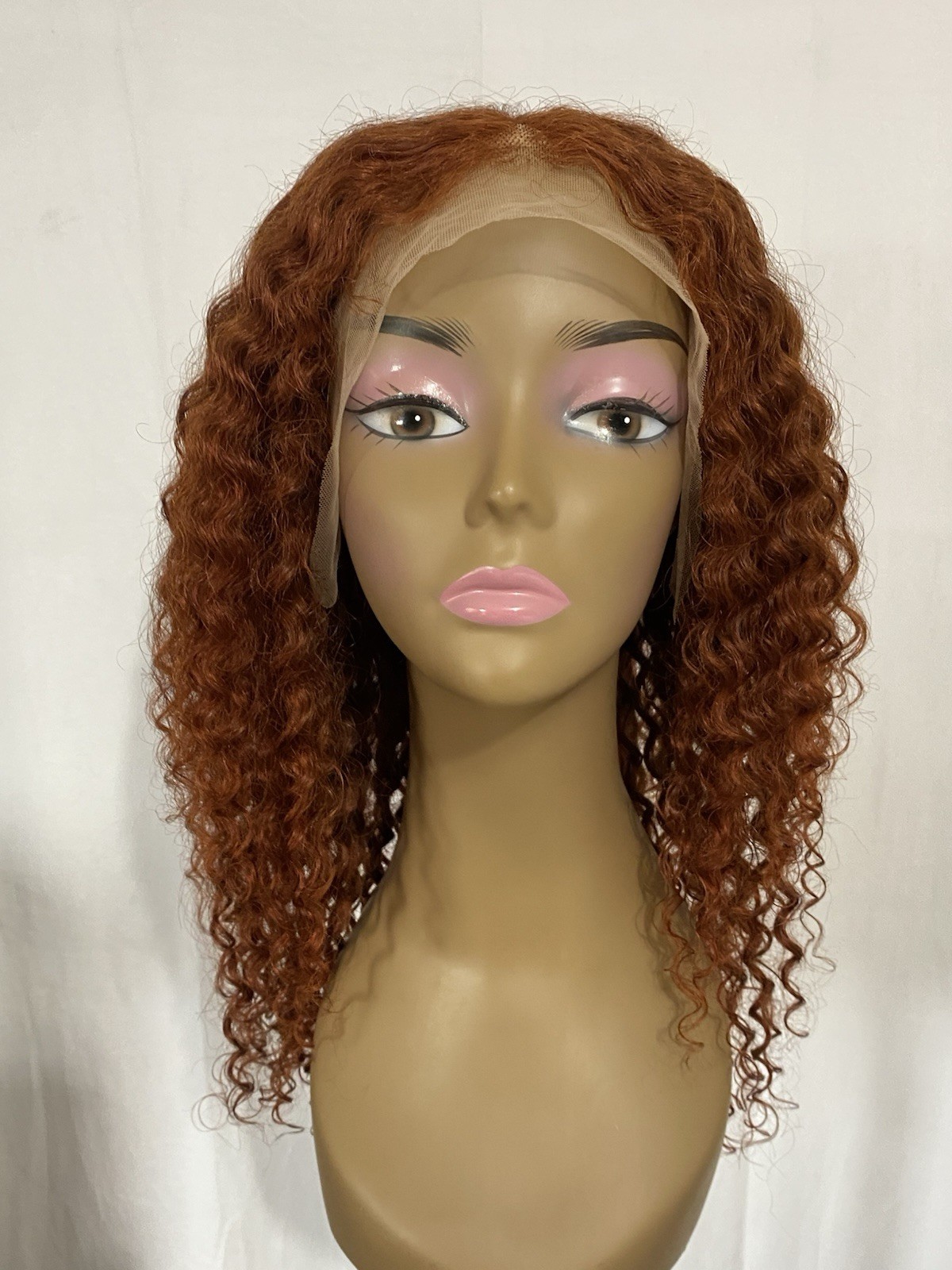 Glueless Reddish Brown Curly 13×4 HD Lace Front Human Hair Wig 20″ Deep Wave