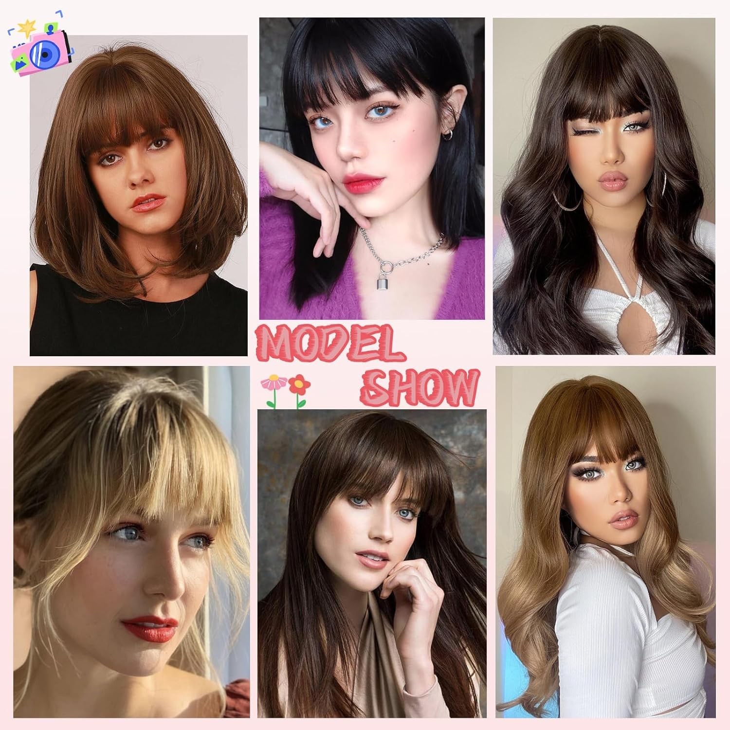 NAYOO Brown Real Human Hair Clip-In French Bangs – Natural Look