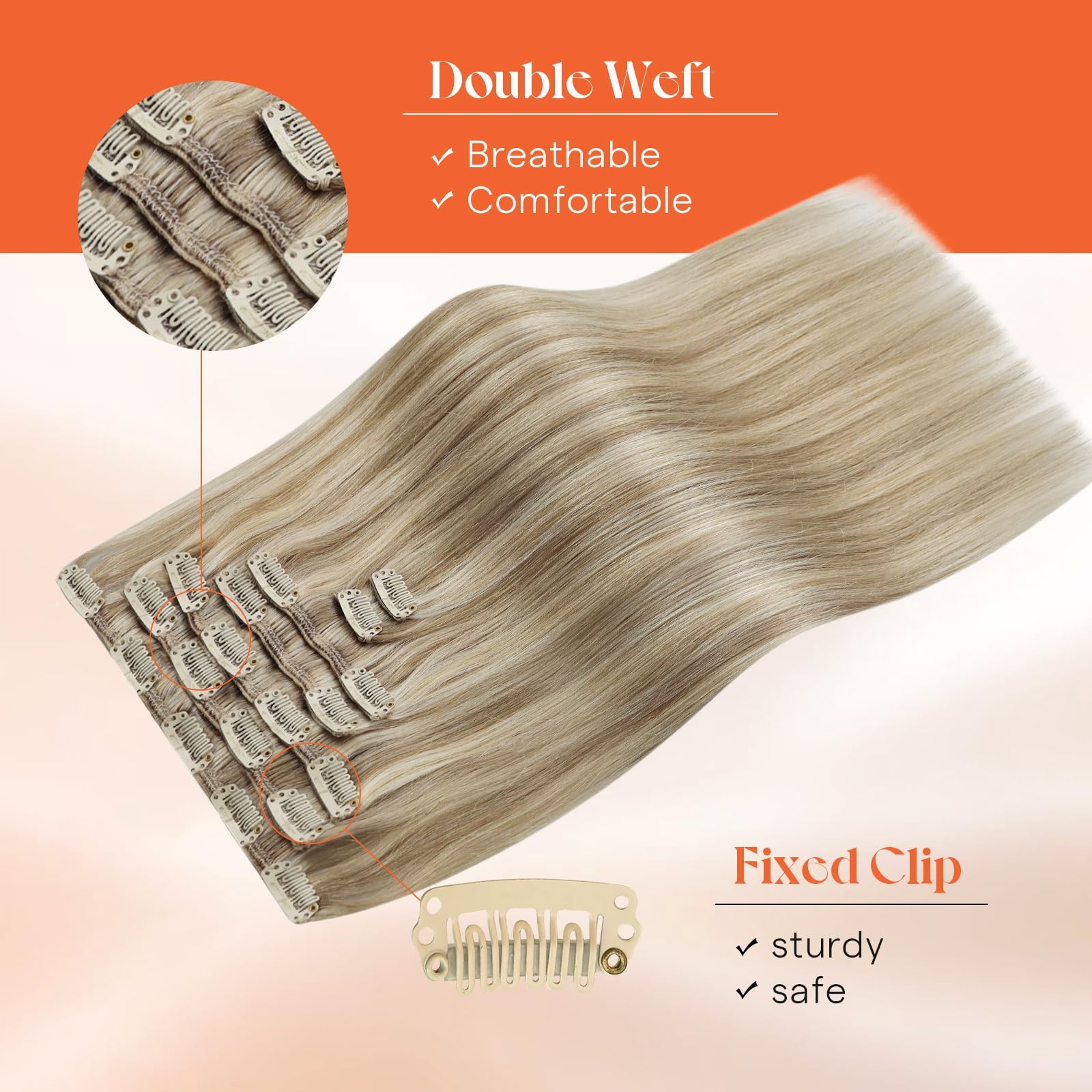Sunny Hair Clip in Hair Extensions Real Human Hair 20 Inch 120g Remy Hair Cli…