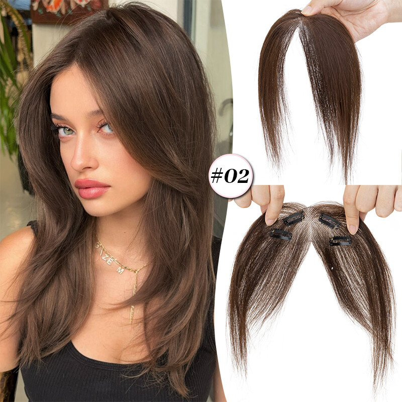 Clip in Bangs with Temples Air Bangs Hairpieces 100% Real Human Hair Extensions