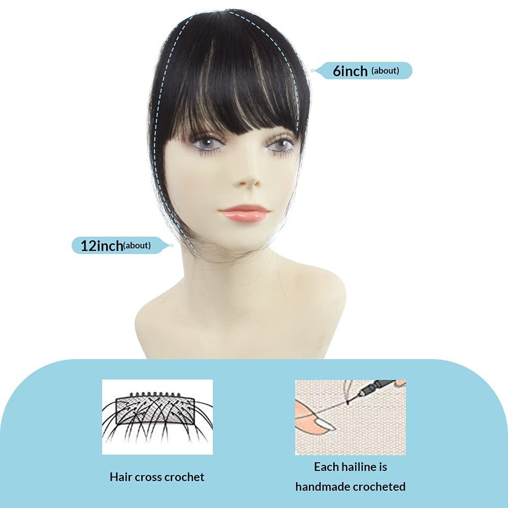 Clip In Human Hair Bang Wispy Air Bangs Front Fringe Clip in Hair Extensions US