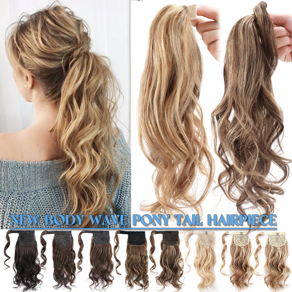 THICK Russian Real Human Hair Extensions Claw/Jaw Clip ON Ponytail Top Pony Tail