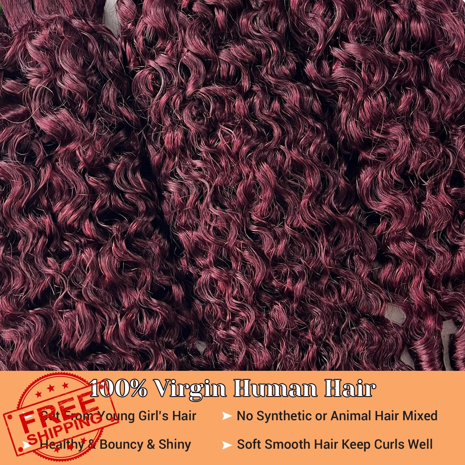 MOOTAFUL Burgundy Curly Bundles 14 16 18 Inch 99J