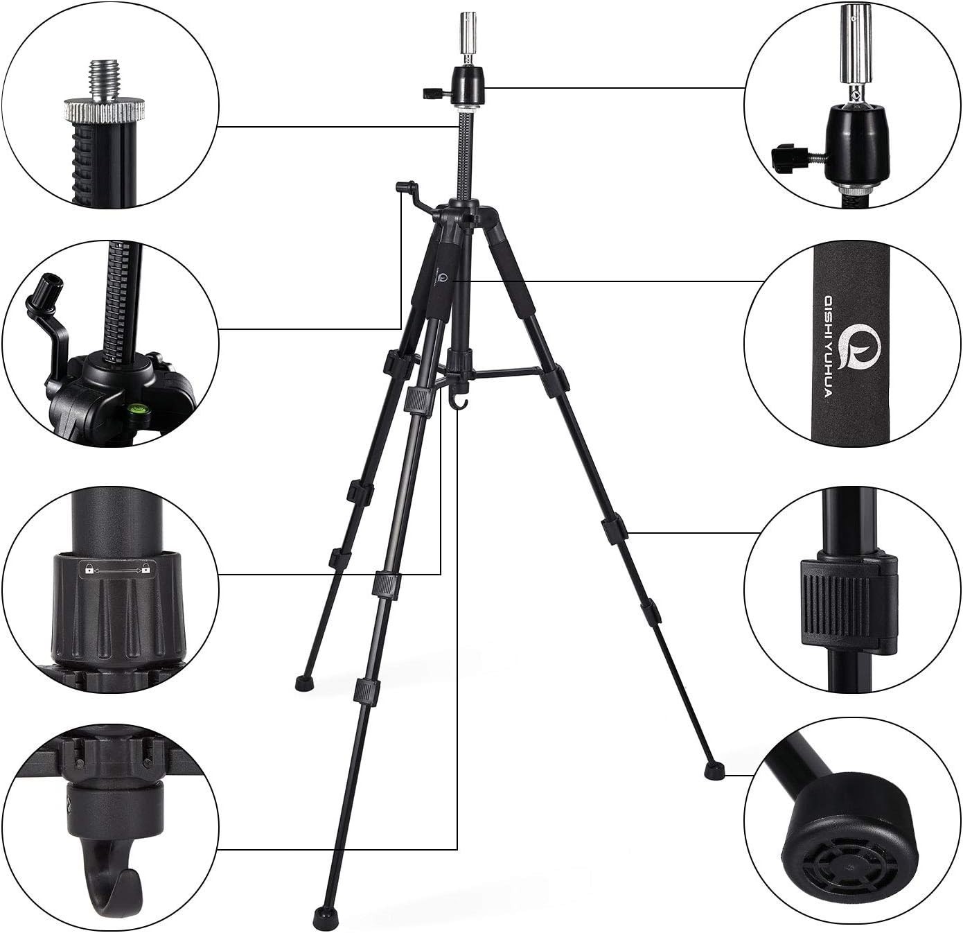 Adjustable Wig Stand Tripod with Non-Slip Base for Stable Mannequin Support