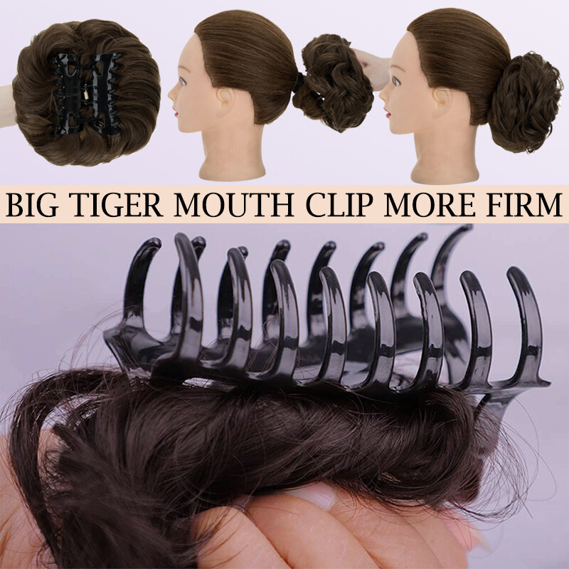 Highlight Curly Messy Bun Hair Piece Scrunchie Updo Claw Clip In Hair Extension