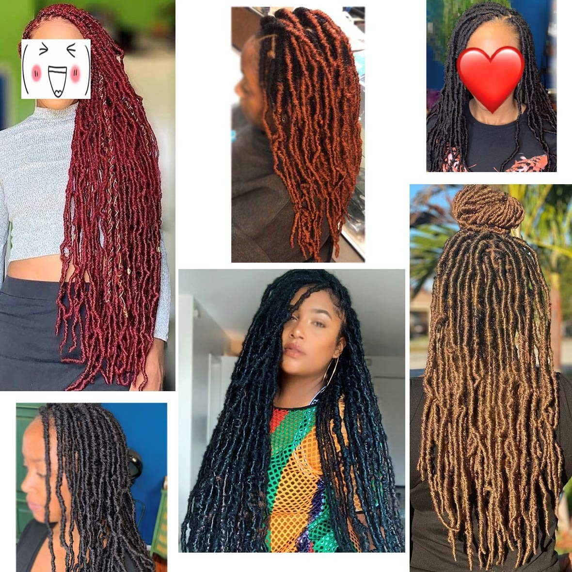 Leeven 24 Inch Omber Brown Distressed Soft Locs Crochet Hair 7 Packs Pre-Looped
