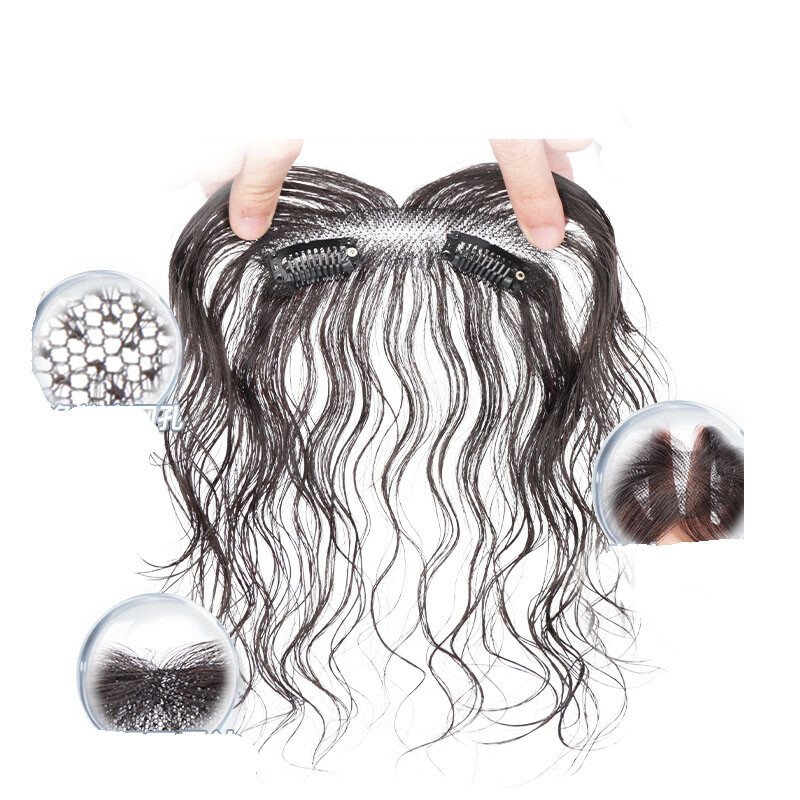 Thin Neat 100% Human Hair Forehead Hairline Wavy Bangs Hairpiece For Women