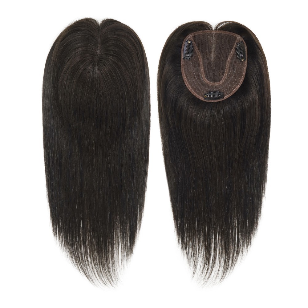 Womens Human Hair Replecement System Wig Durable Lace Wefted in sides Hairpiece