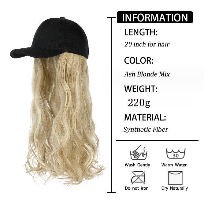 Womens Baseball Cap with Hair Extension Cotton Solid Washed Adjustable Dad Hat