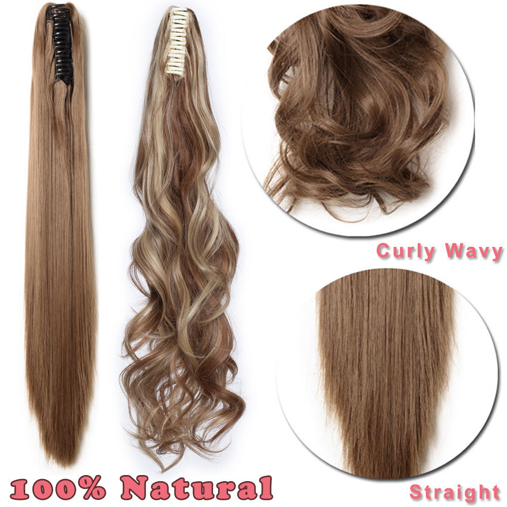 100% Real Thick Claw Clip On Ponytail 18-26″ Long Soft As Human Hair Piece Mix H