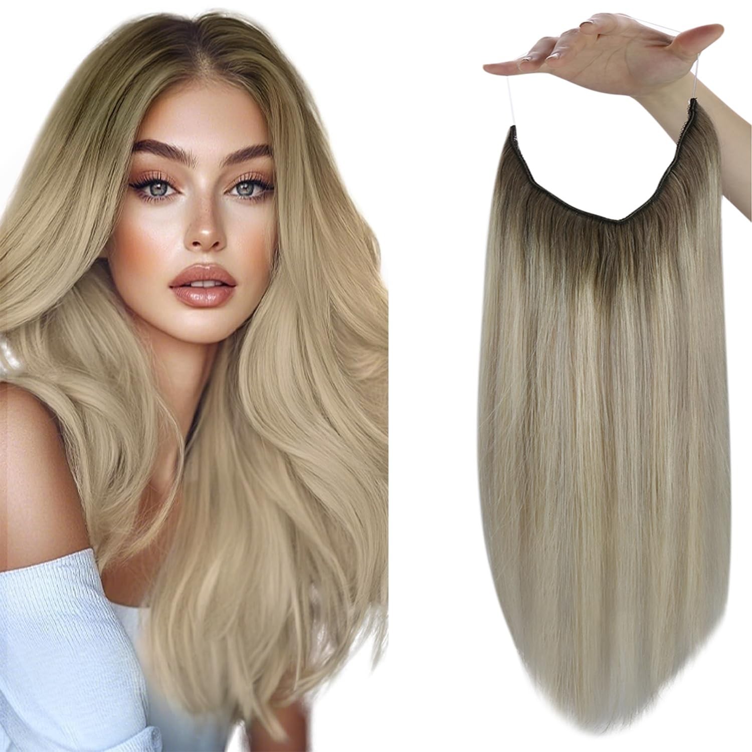 Sunny Hair FISHLINE 16″ Balayage Brown/Blonde Wire Human Hair Extensions FP 8-60