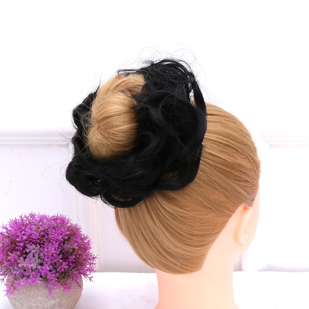 Hair Bun High Temperature Fiber Women Volume Addition 2Pcs 3.9×3.9×0.8In