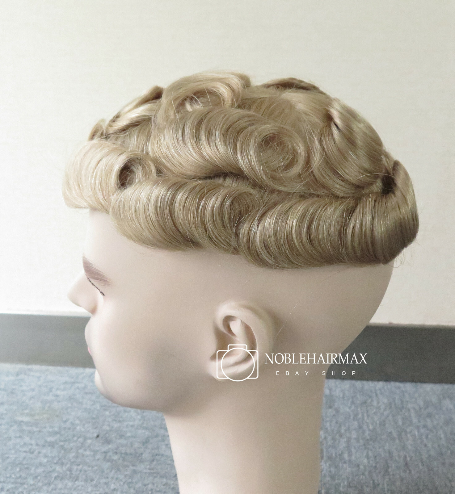 Natural Human Hair Replacement System Ultra Thin Skin Toupee Blonde Hair Wig#22R
