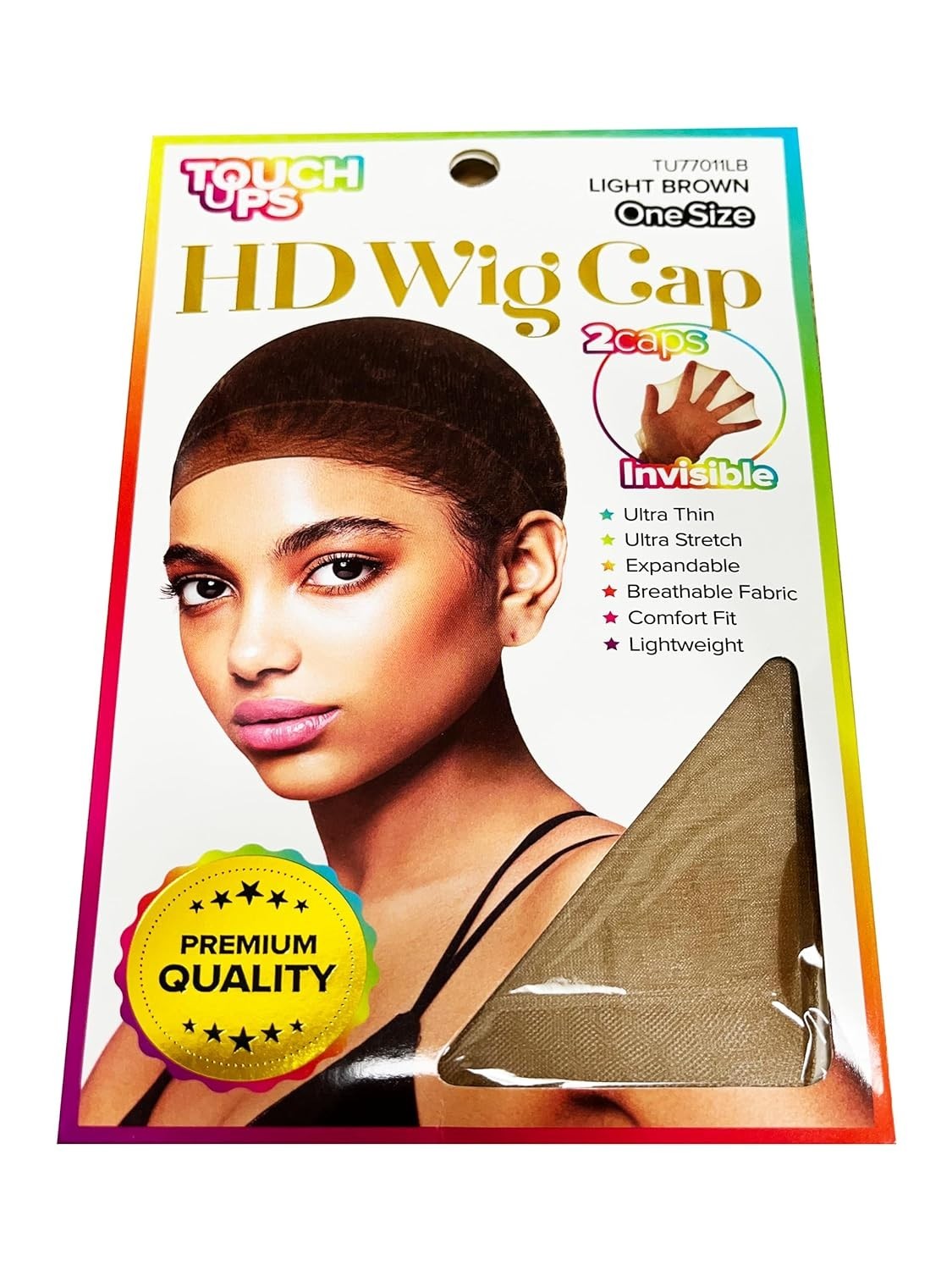 Touchups HD Wig Cap Invisible/Transparent/Breathable for Lace Front (2pcsx5Pack)