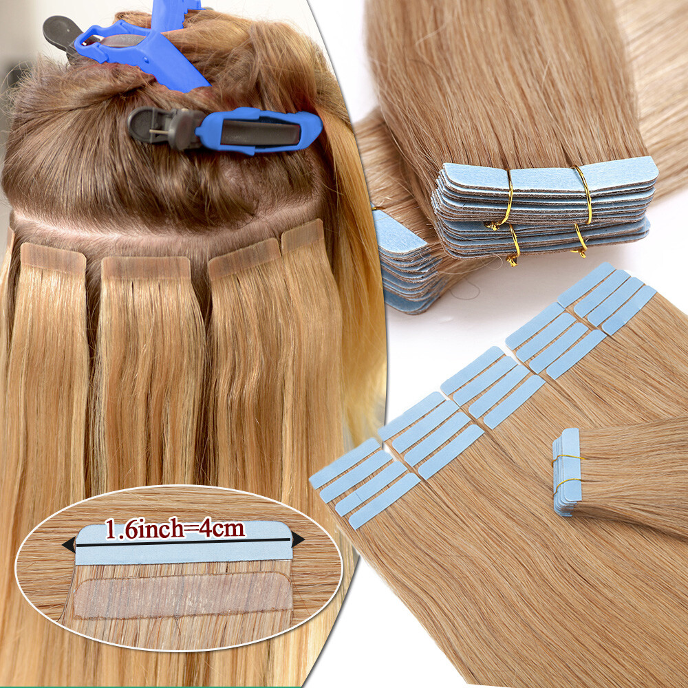 CLEARANCE 100% Real Remy Thick Tape In Human Hair Extensions Skin Weft Full Head