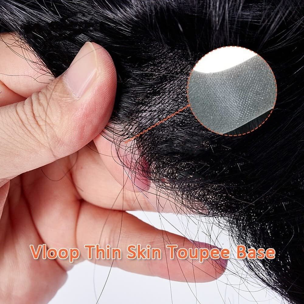 Frontal Hairpiece Mens Remy Hair Extensions Hairline Topper Toupee PU Thin Skin