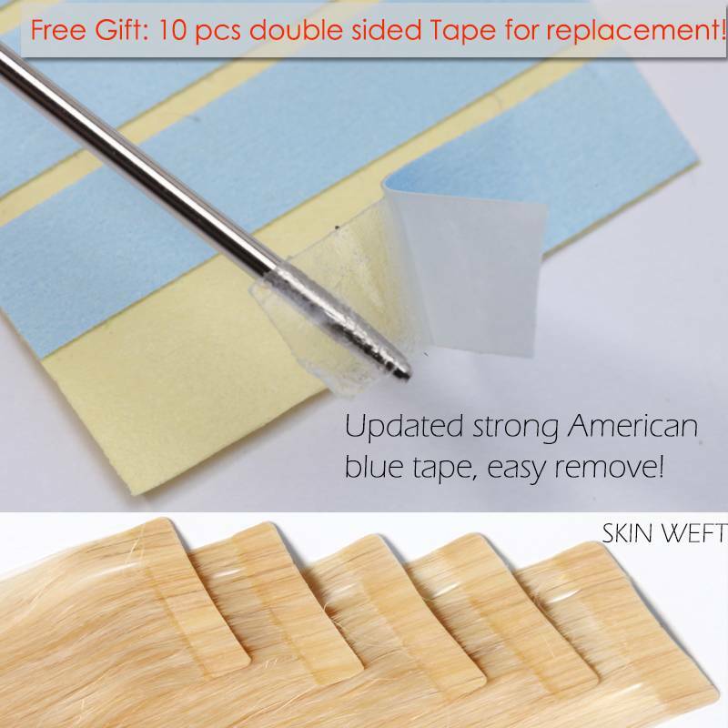 Straight Wavy Real 100 Human Hair Tape in Remy Seamless Skin Weft Hair Extension