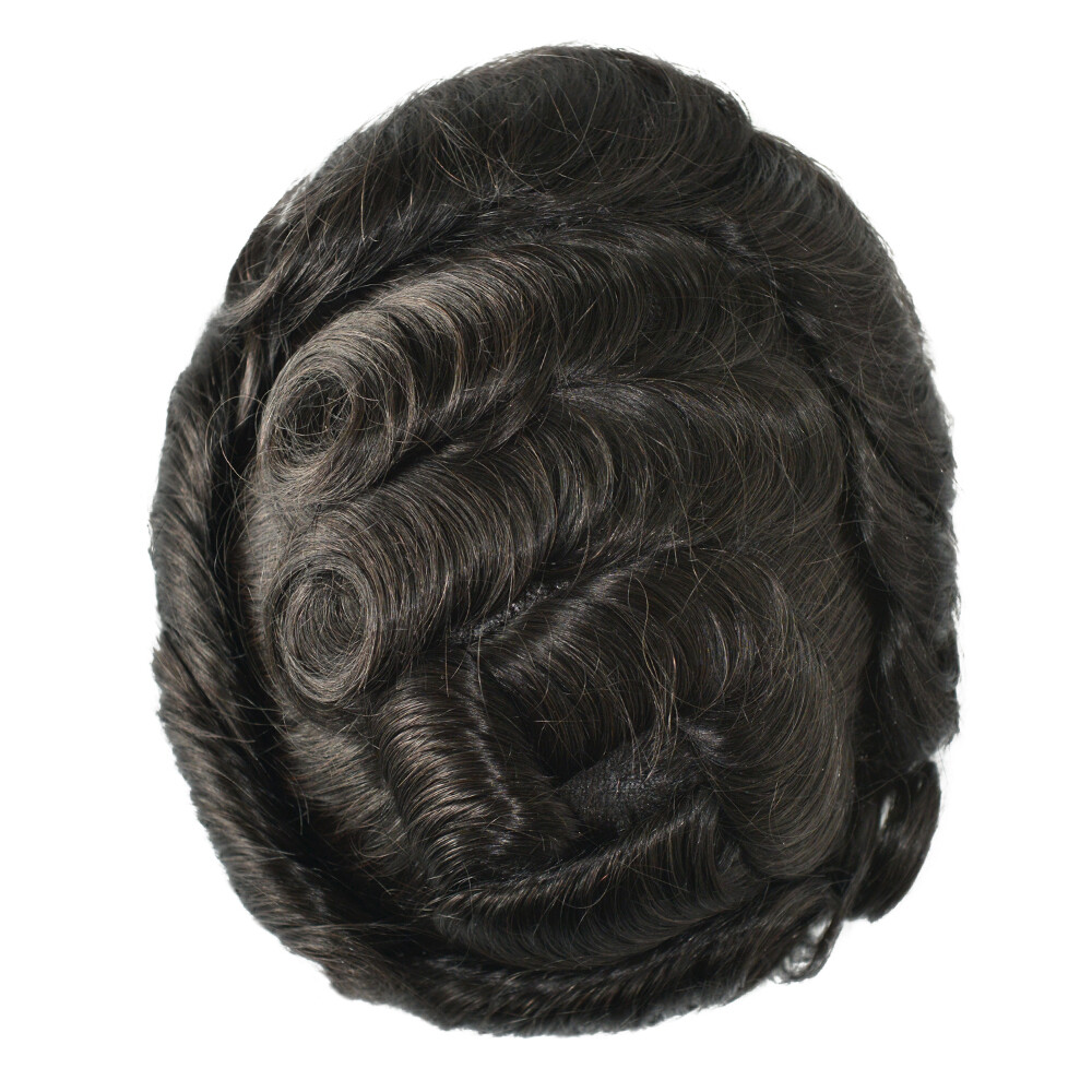 Toupee For Mens Full French Lace Human Hair Replecement System Natural Hairpiece