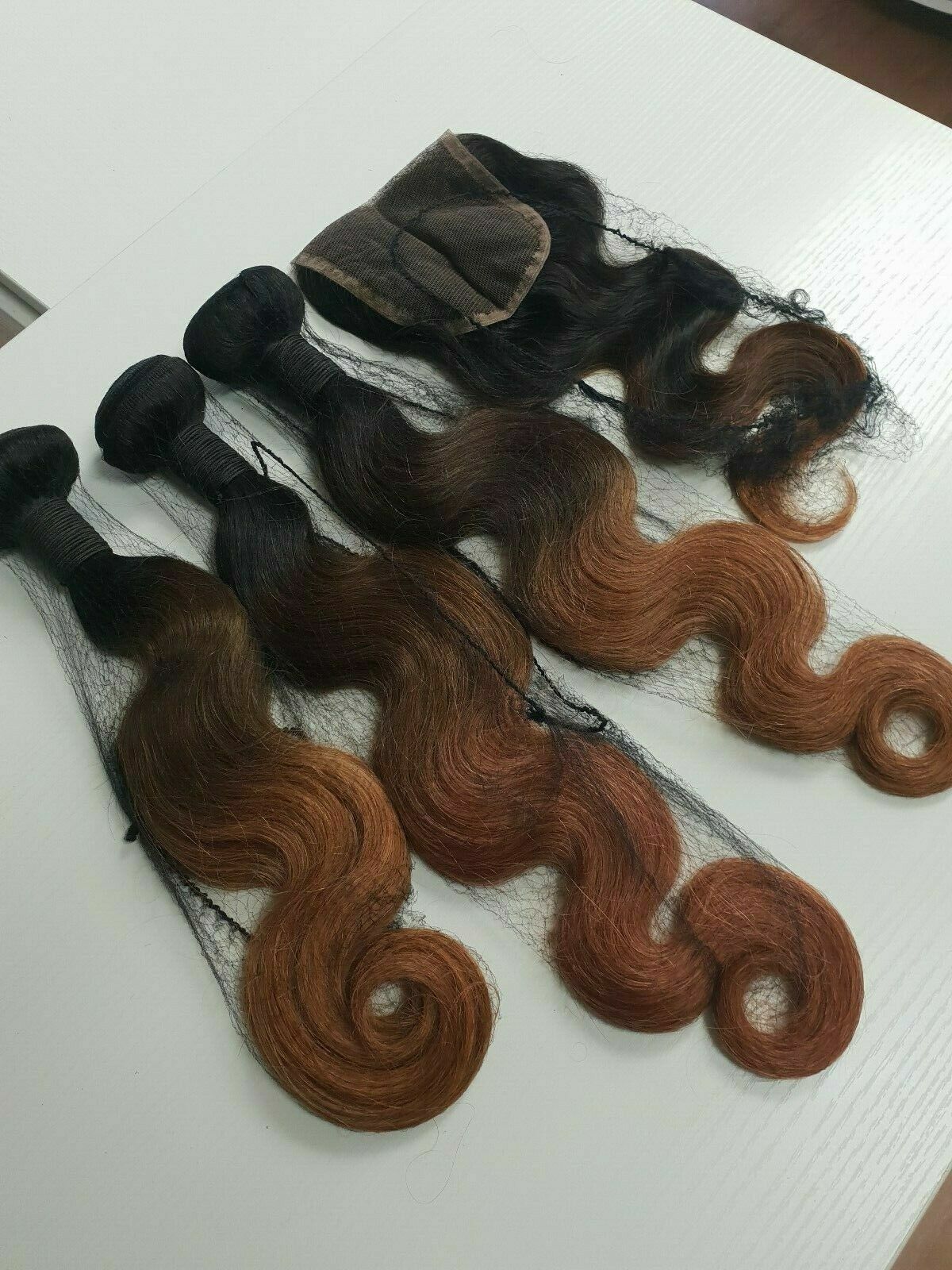 12A 3TONE OMBRE 1B/4/30 BRAILIAN VIRGIN HUMAN HAIR BODY WAVE 16+18+20&16 CLOSURE