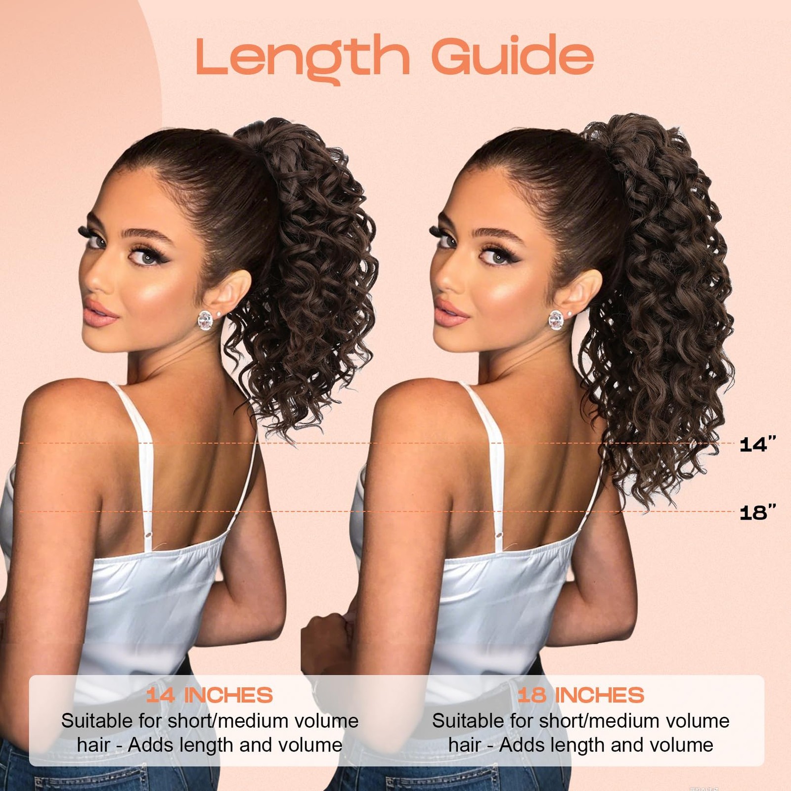 Ponytail Extension 18″ Claw Clip Wavy Curly Synthetic Hairpiece – Instant