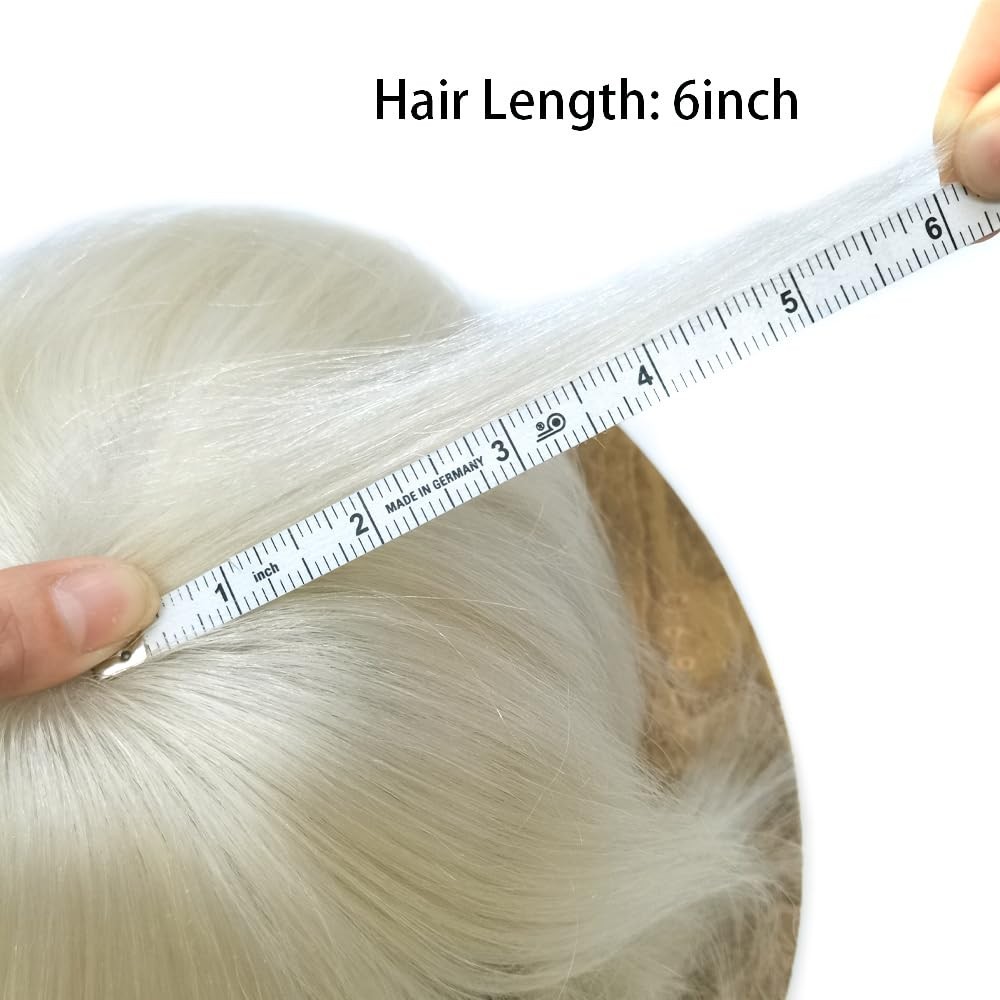 Mens Toupee Human Hair Systems Full Poly Thin Skin Hair Piece Replacement 0.1MM