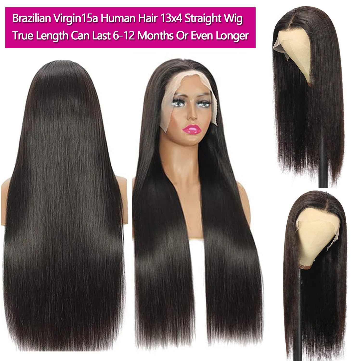Lemoda 15A Virgin 13X4 Straight Lace Front Human Hair Wig 180 Density 22 Inch