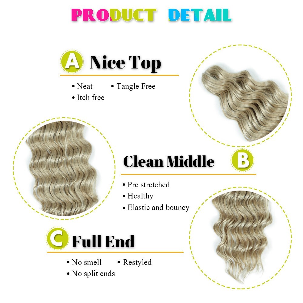 24″ Deep Curly Wave Crochet Braids Water Wave Curl Twsit Braiding Hair Extension