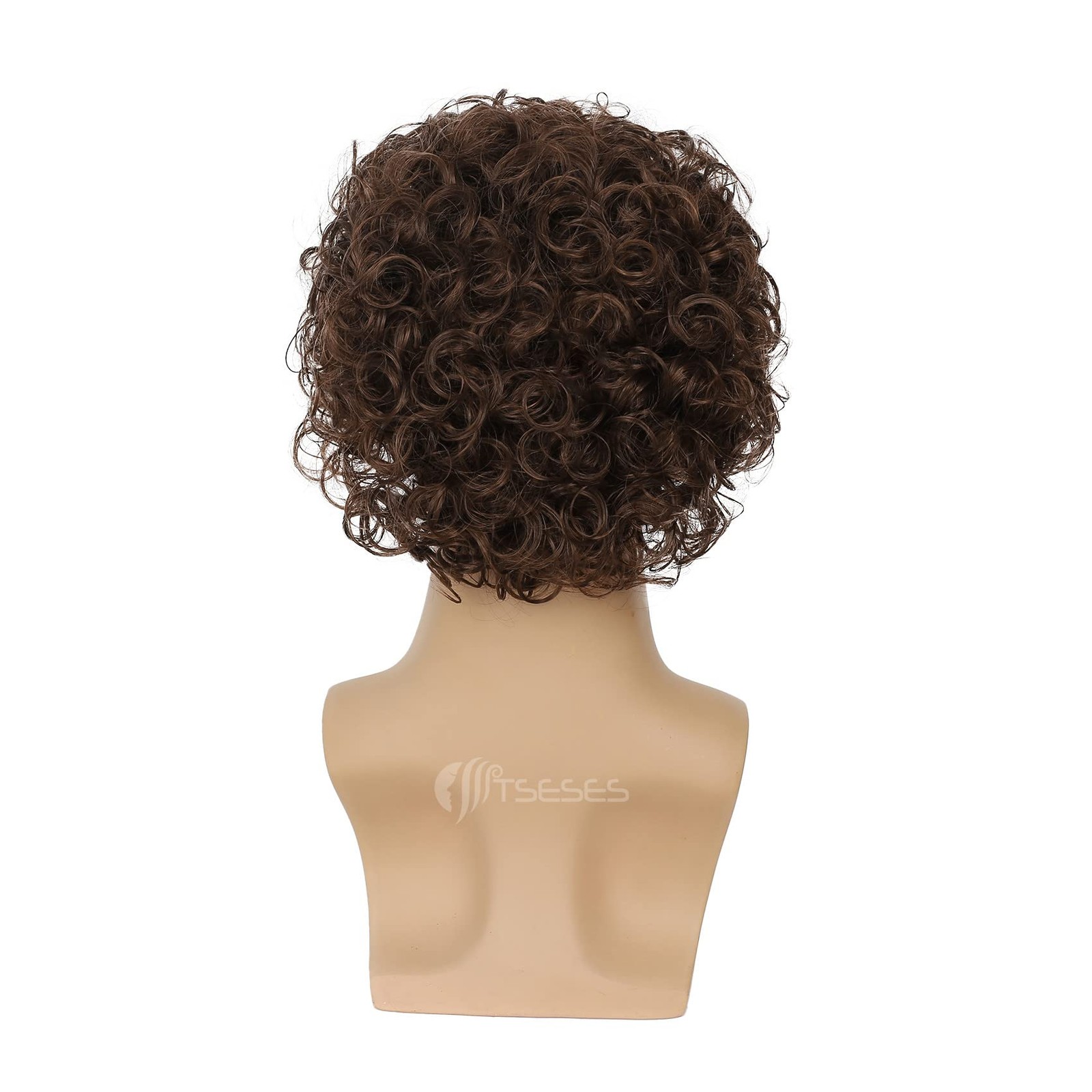 Tseses Brown Curly Short Afro Wig for Male Guy One Size Fits Most,