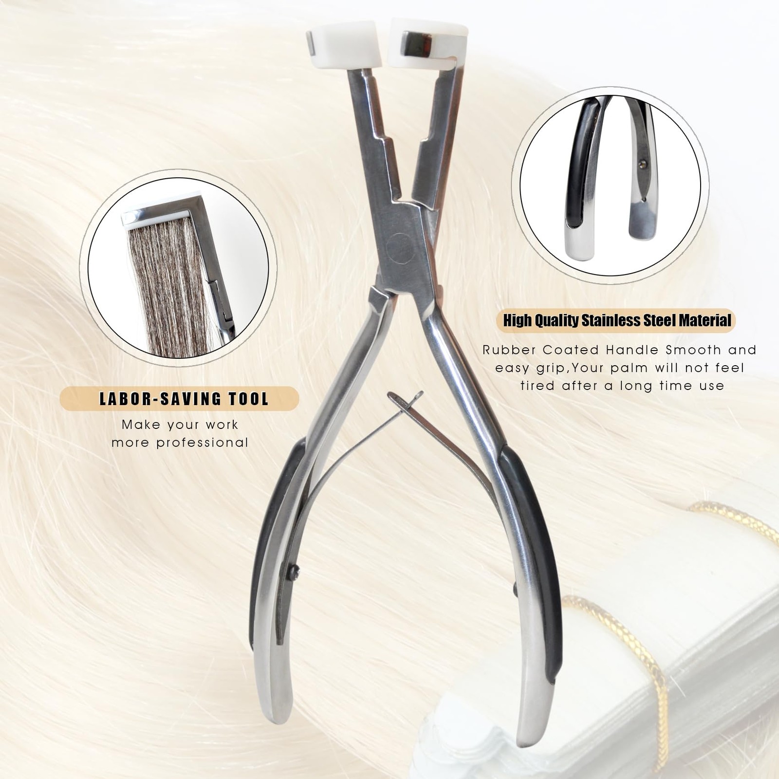 Coloryoung Flat Surface Sealing Hair Extension Plier Tools Kit Tape In Pliers