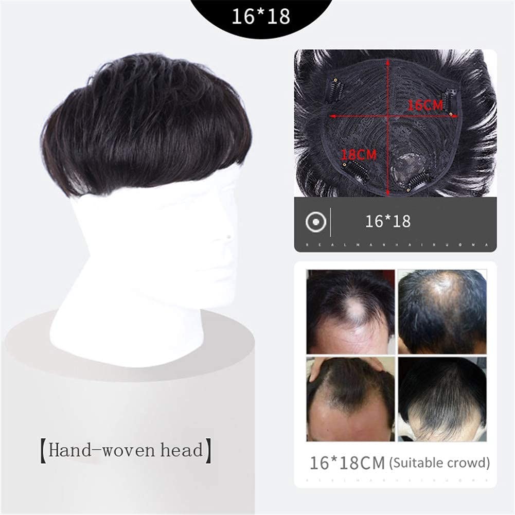 Men’s Straight Short Black Wigs Hair Pieces Short Wig w/ Bangs Clip-On Daily USA
