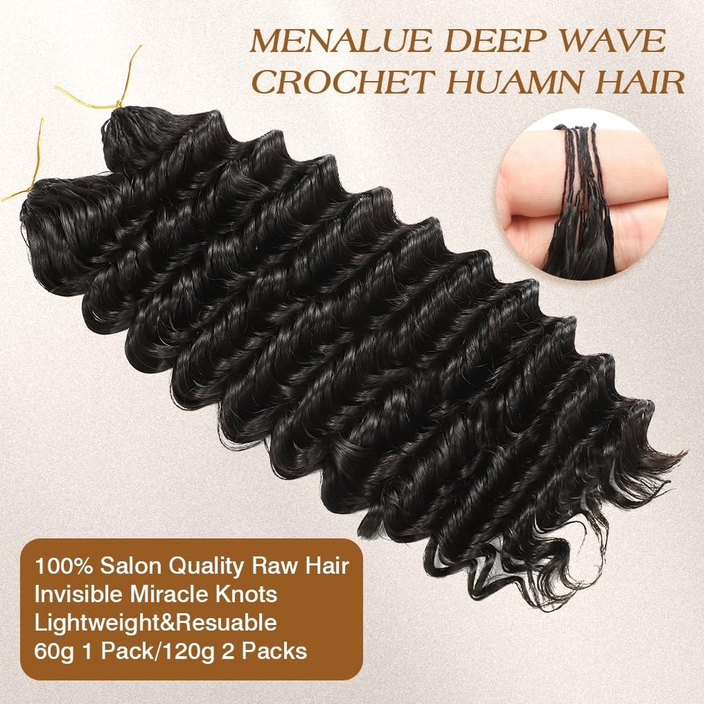 Deep Wave Invisible Knots Pre-Separated Human Hair Bundle 16 Inch 60g 16A Grade