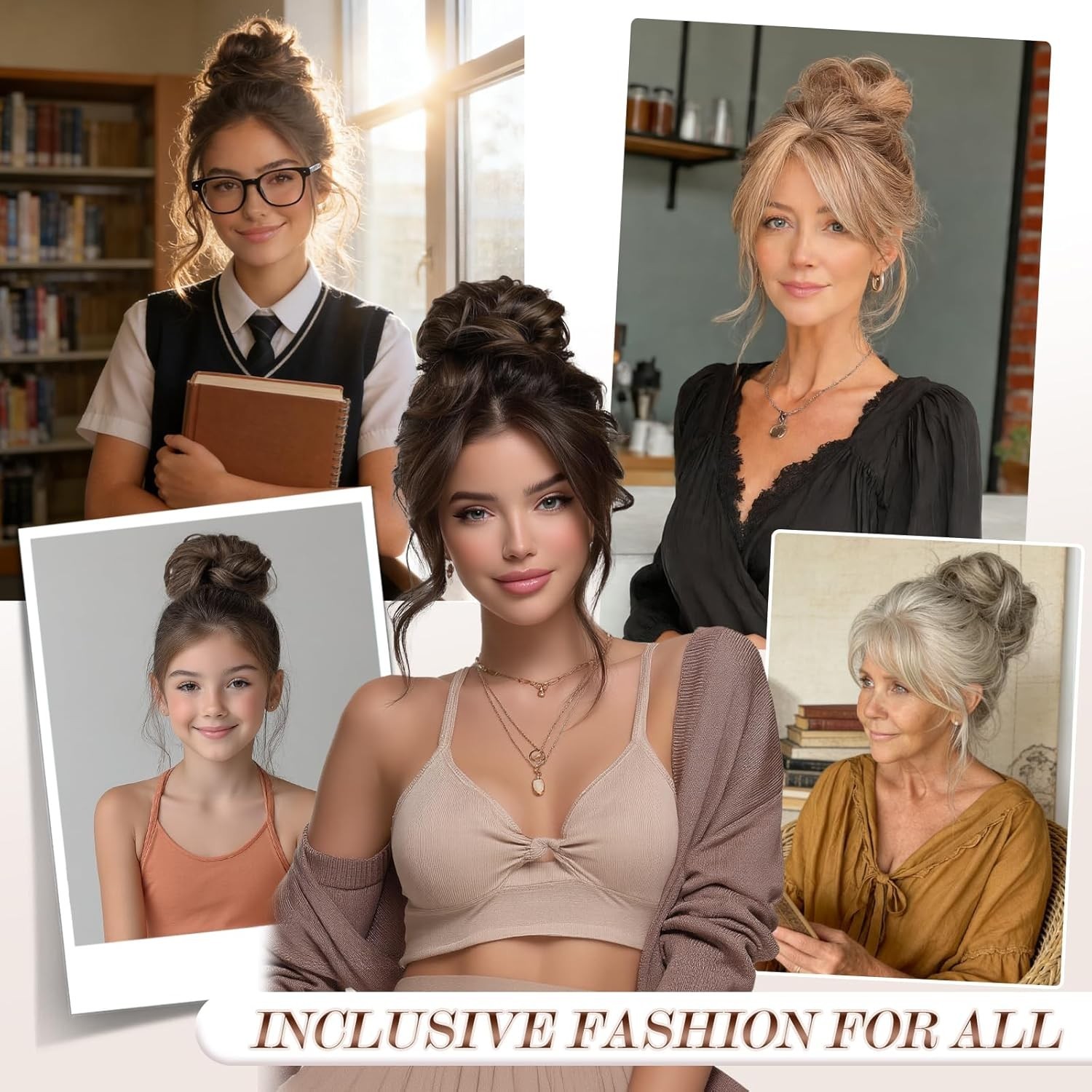 Dark Brown Messy Bun Hair Piece Wavy Elastic Hair Scrunchie Bun