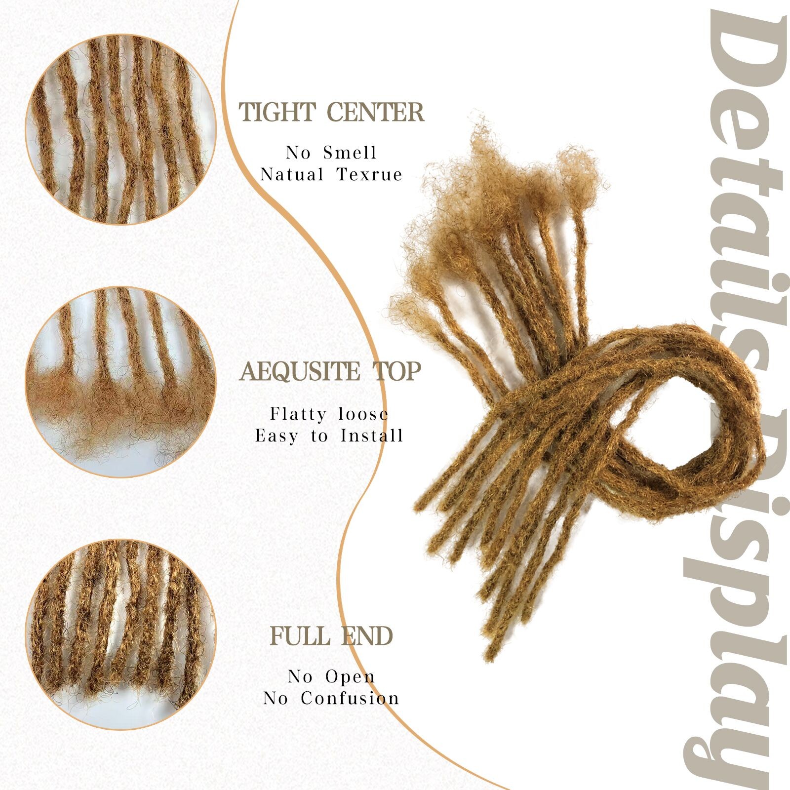 8-24″ 0.2cm Thin Dreadlocks Human Hair Dreads Extensions Sister Locs Afro Dreads