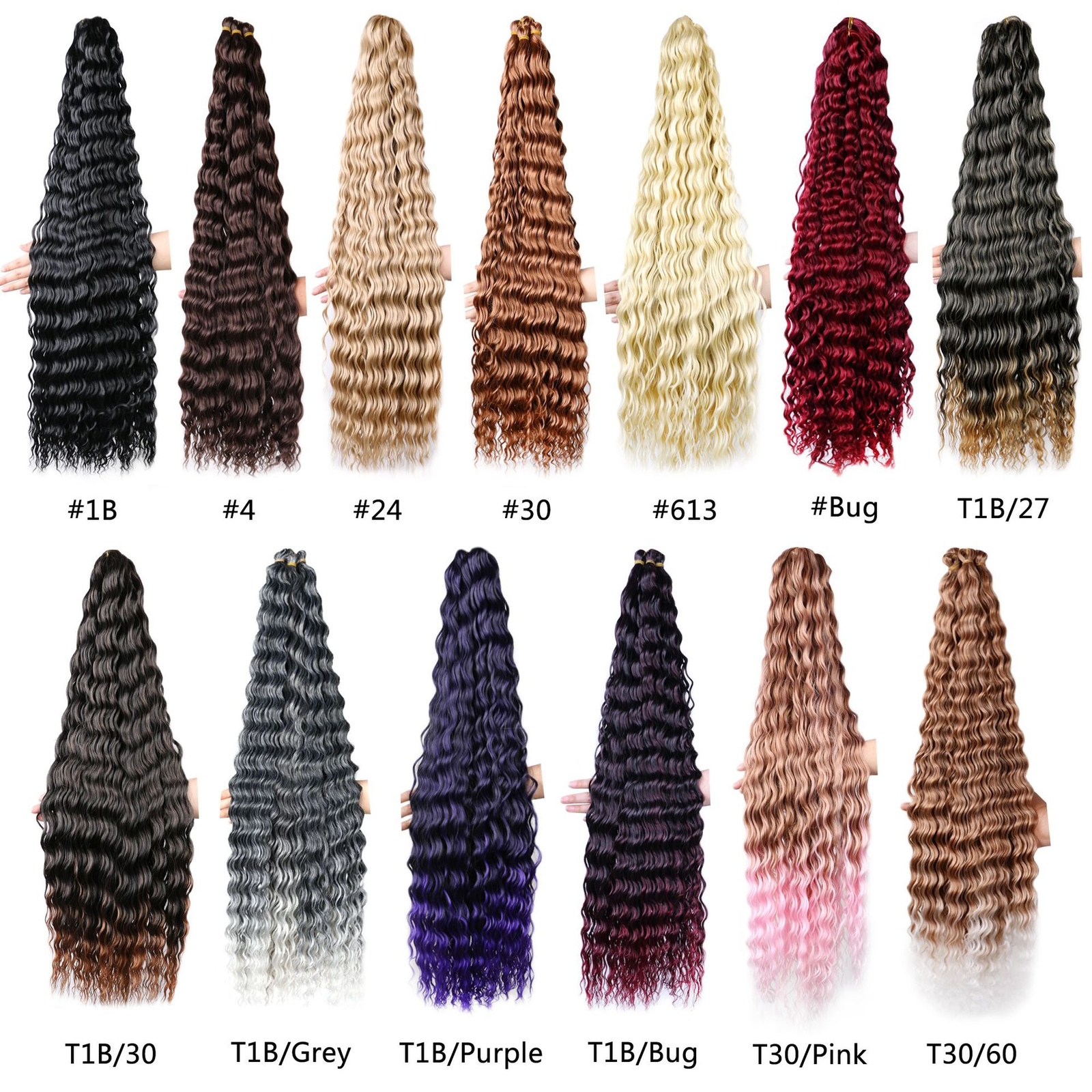 32″ Long Deep Wave Crochet Hair Curly Water Wave Boho Braiding Hair Extensions