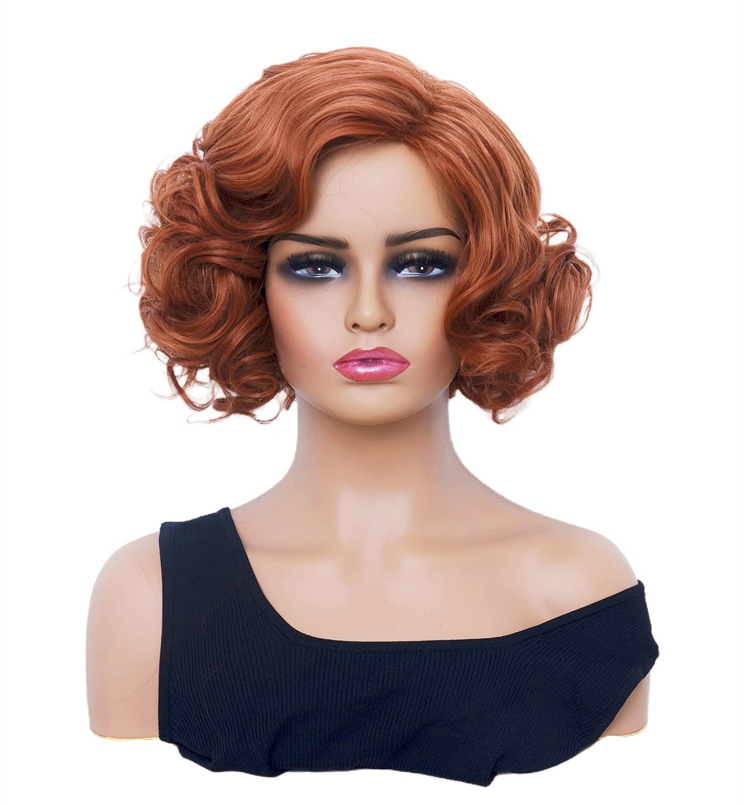 Gerulyss Short Copper Red Wavy Wigs for Women 21.5 – 22.5 Inch,