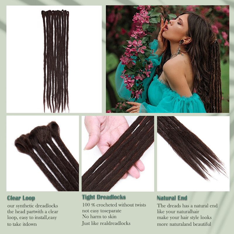 6″-24” Real Human Hair Dreadlocks Extensions Crochet Braiding Hair Dreads Locs