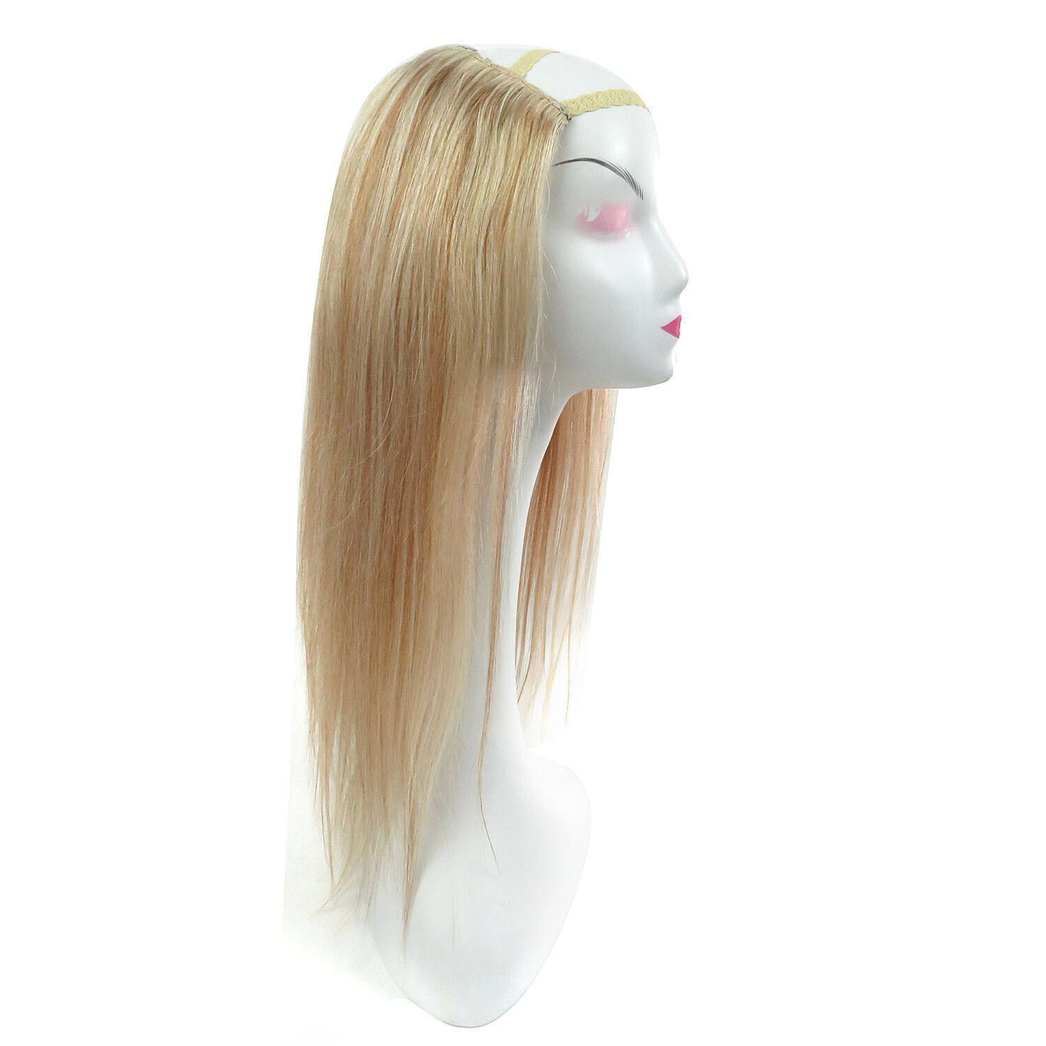 Long U Shape Glueless 100% Real Human Hair Machine 3/4 Weft Cap Wig Highlights