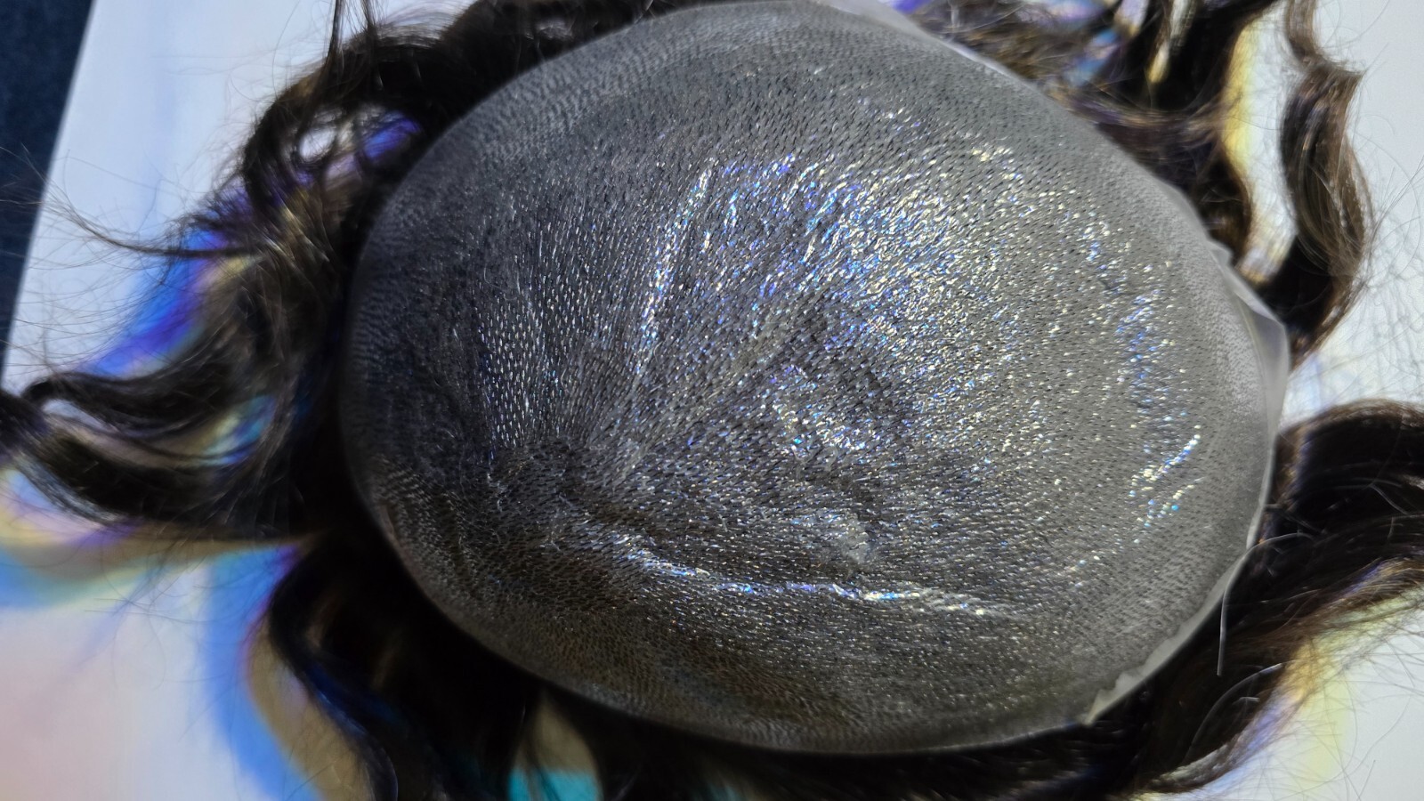 Mens Human Hairpiece Ultra Thin Skin (.03mm) Color #210 Darkest Brown 10%grey