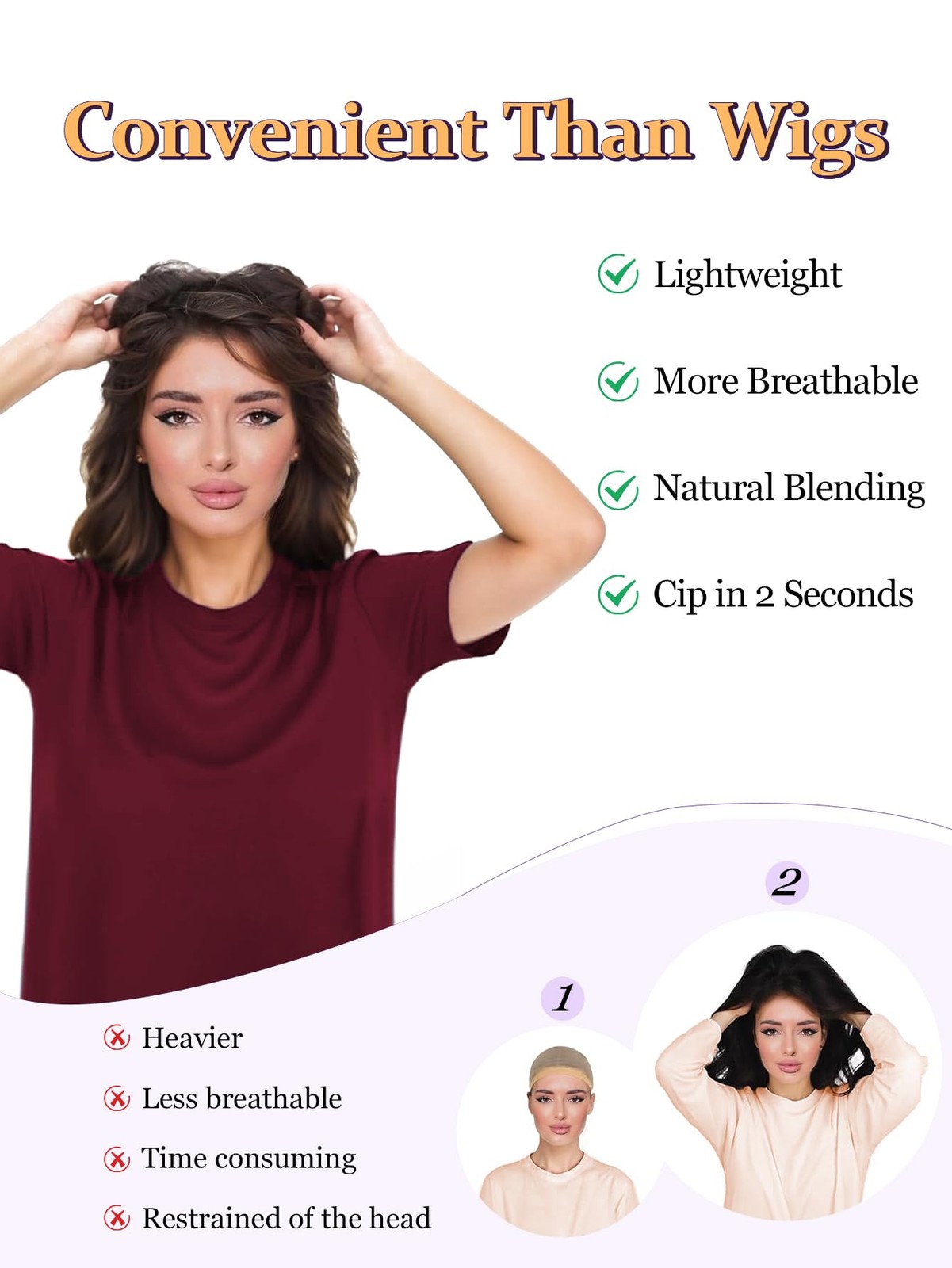 Paneway Hair Topper 20 Inch Wavy Synthetic Clip-In Topper For Women Natural