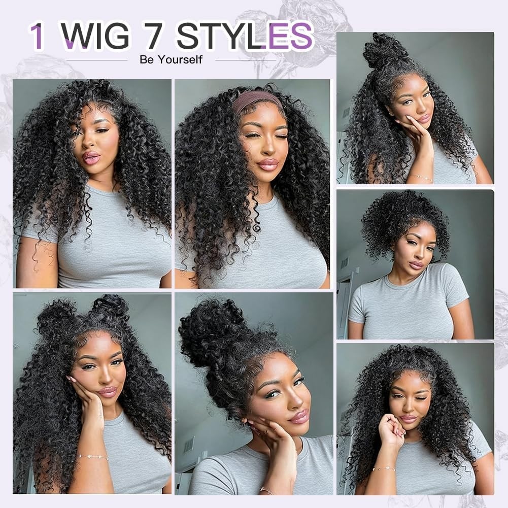 Kinky Curly Half Wig 250% Density Human Hair, Glueless Wear & Go, 20 Inch Flip O