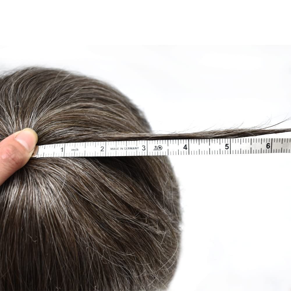 French Lace Front Toupee Human Hairpiece Bleached Knots Natural Hairline
