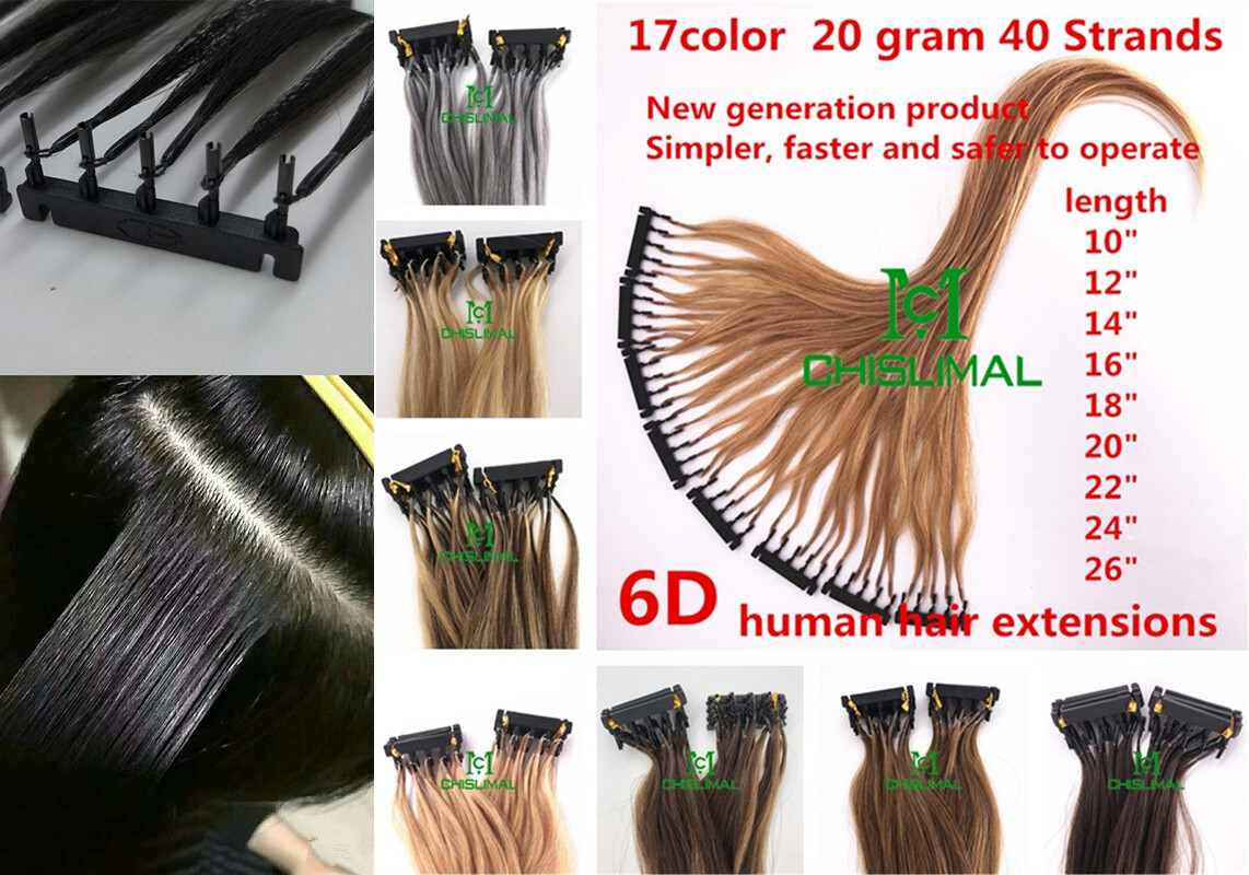 5pin Remy 6D Pre-bonded Human Hair Extensions 20g 10 12 18 22 24 26inch 40s Hair