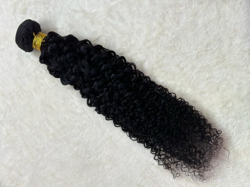 Natural Black Curly Brazilian Virgin Human Hair 8″- 22″