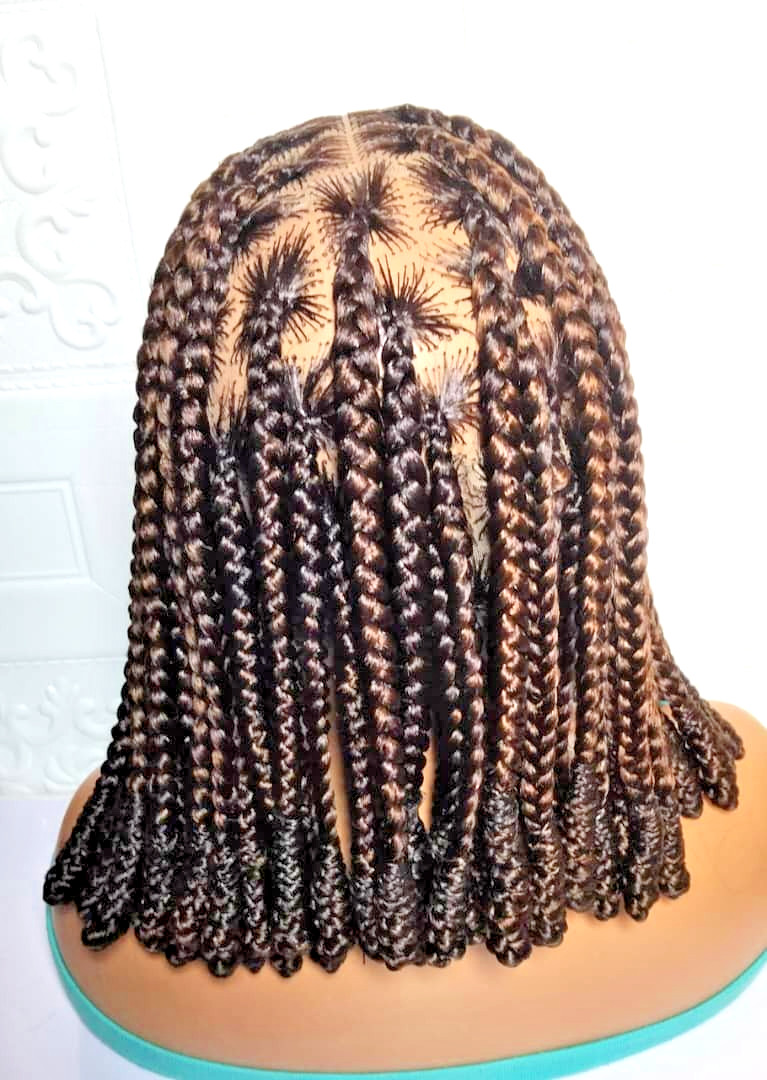 Braided Wig. Large Knotless Braids. Full Lace with Baby Hair. Wrapped Ends