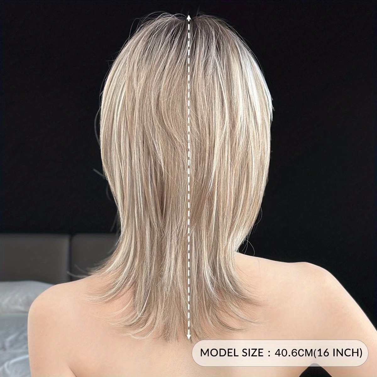 Balayage Layered Long Straight Wolf Cut Wig for Women Synthetic Rose Net Wig
