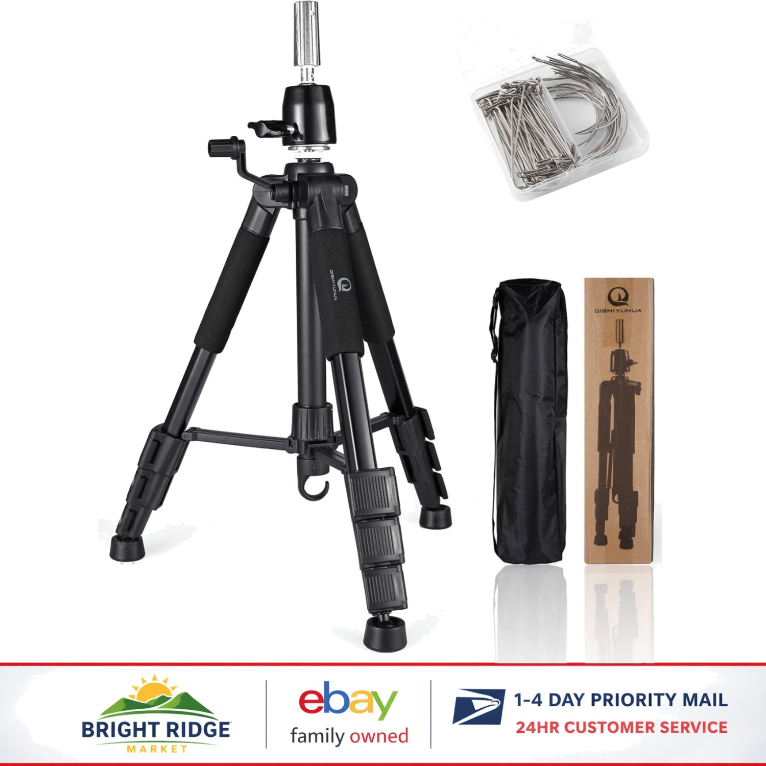 Adjustable Wig Stand Tripod with Non-Slip Base for Stable Mannequin Support