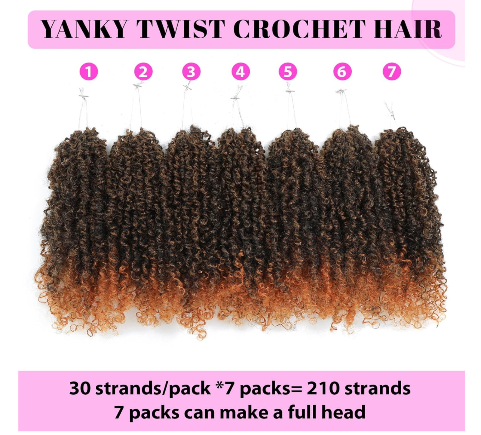 Pre-Looped Crochet Lightweight Braids 10 Inch Yanky Twist Crochet – 7 Pack